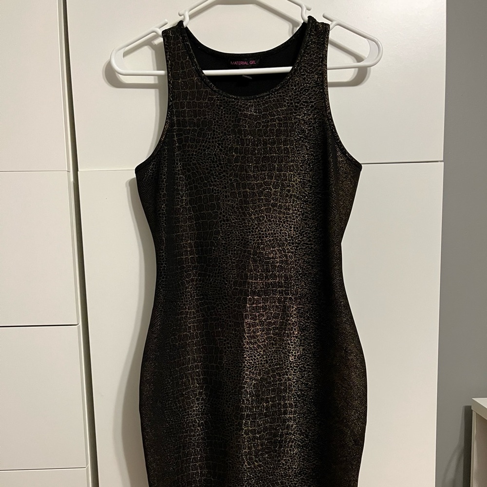 EUC Material Girl Black and Gold snake skin print Size M